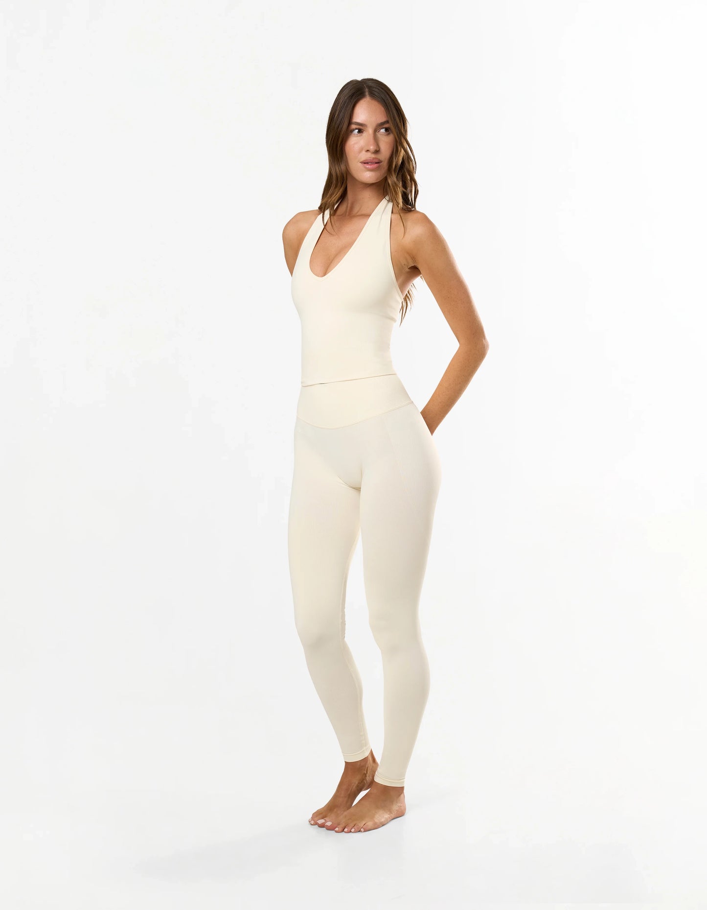 Premium Seamless Skulpt Halter Tank - Cream