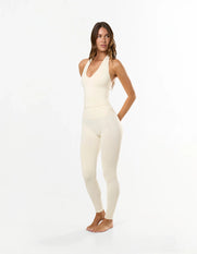 Premium Seamless Skulpt Halter Tank - Cream