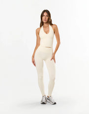 Premium Seamless Skulpt Halter Tank - Cream