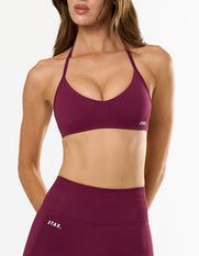 STAX. Premium Seamless Skulpt Bralette in Burgundy with statement stappy halter neck design
