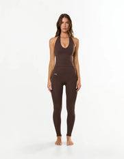 Premium Seamless Skulpt Halter Tank - Brown