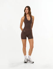 Premium Seamless Skulpt Halter Tank - Brown