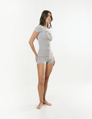 Cotton Comfort Fold Over Short - Grey Marle