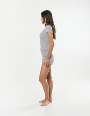 Cotton Comfort Fold Over Short - Grey Marle