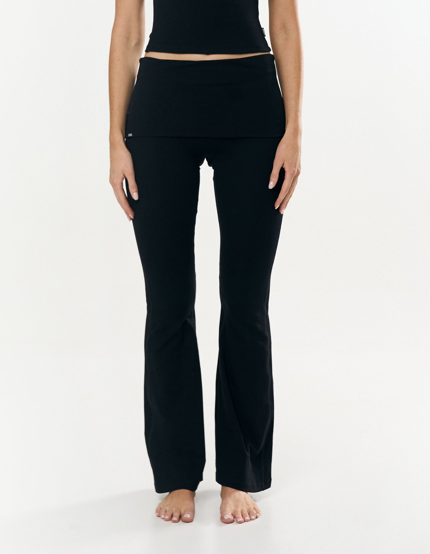 Cotton Comfort Fold Over Flare - Black