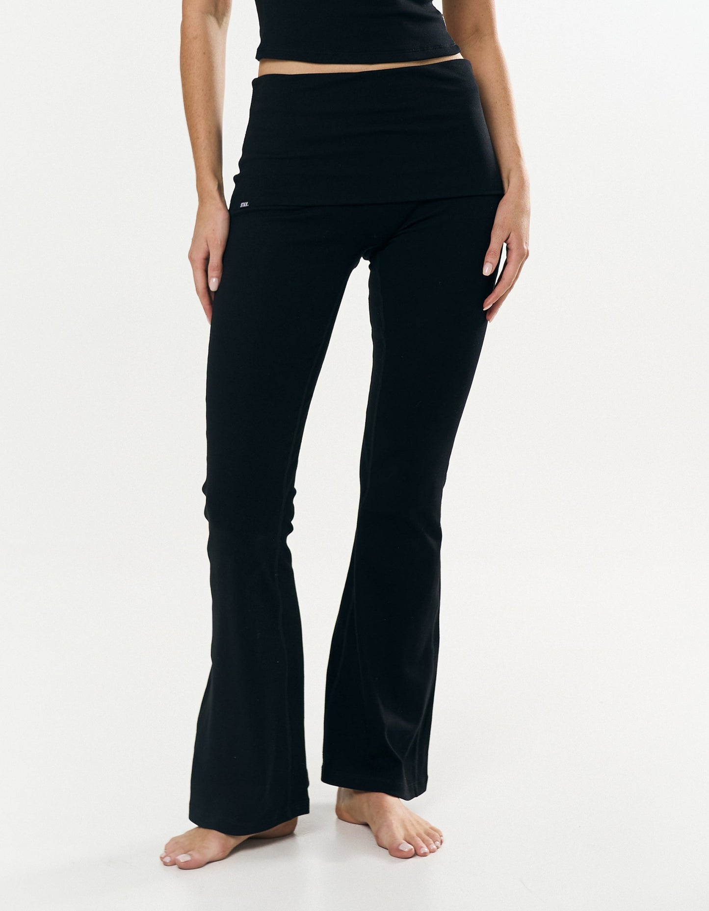 Cotton Comfort Fold Over Flare - Black