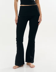 Cotton Comfort Fold Over Flare - Black