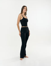 Cotton Comfort Fold Over Flare - Black