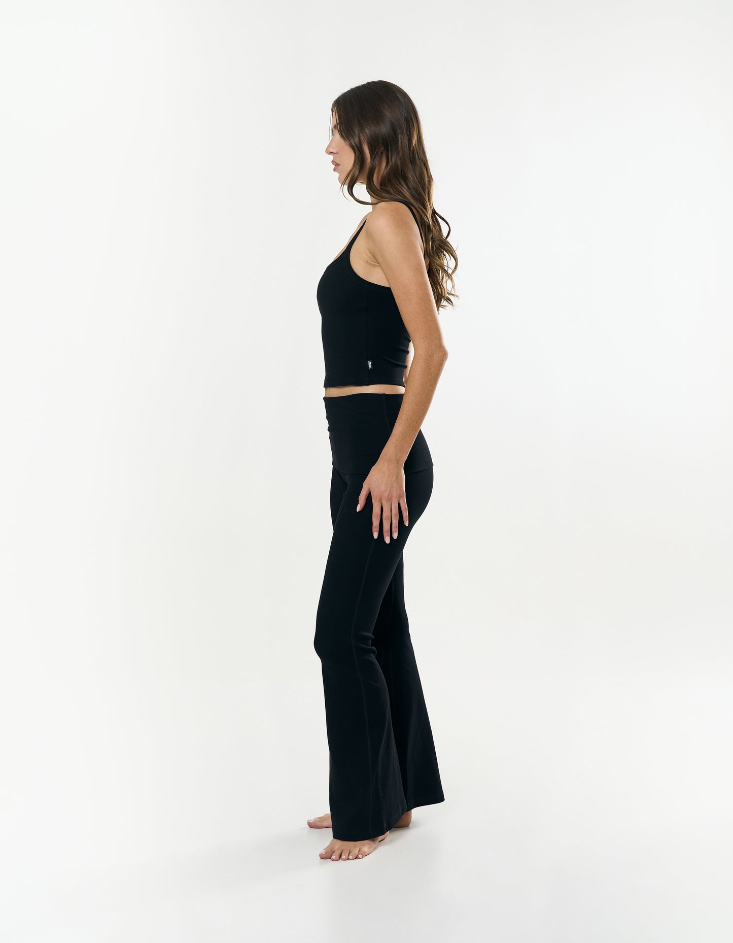 Cotton Comfort Fold Over Flare - Black