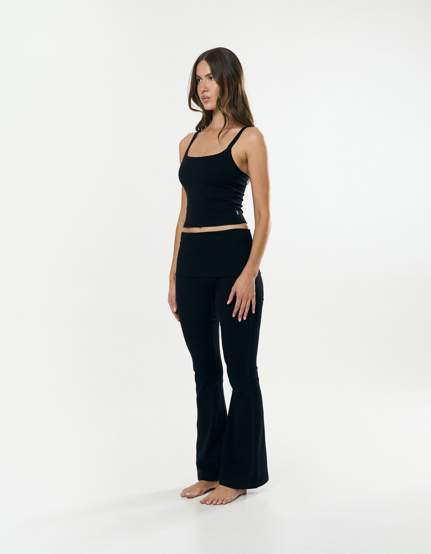 Cotton Comfort Fold Over Flare - Black