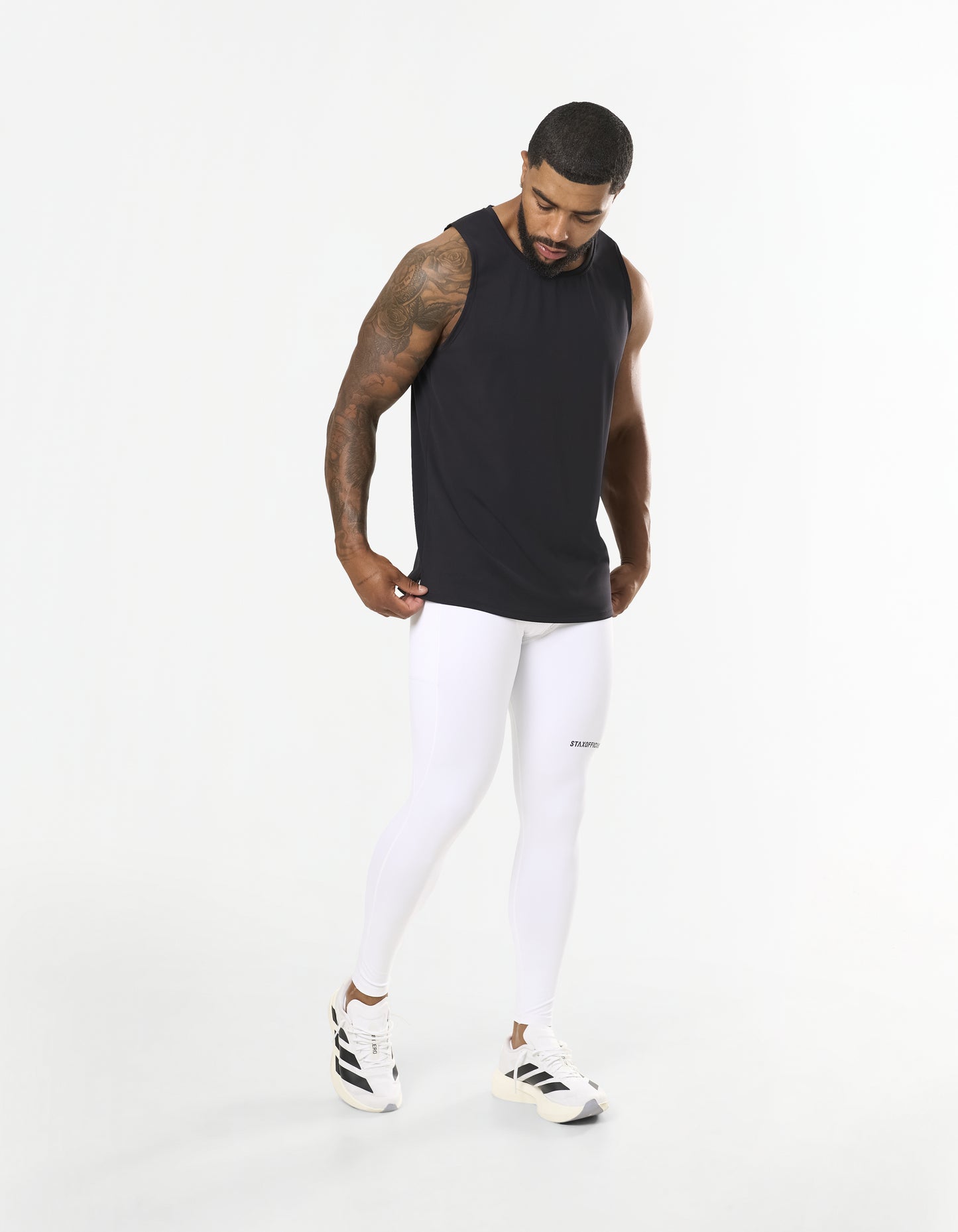 Mens Compressive Phone Pocket Tights - White