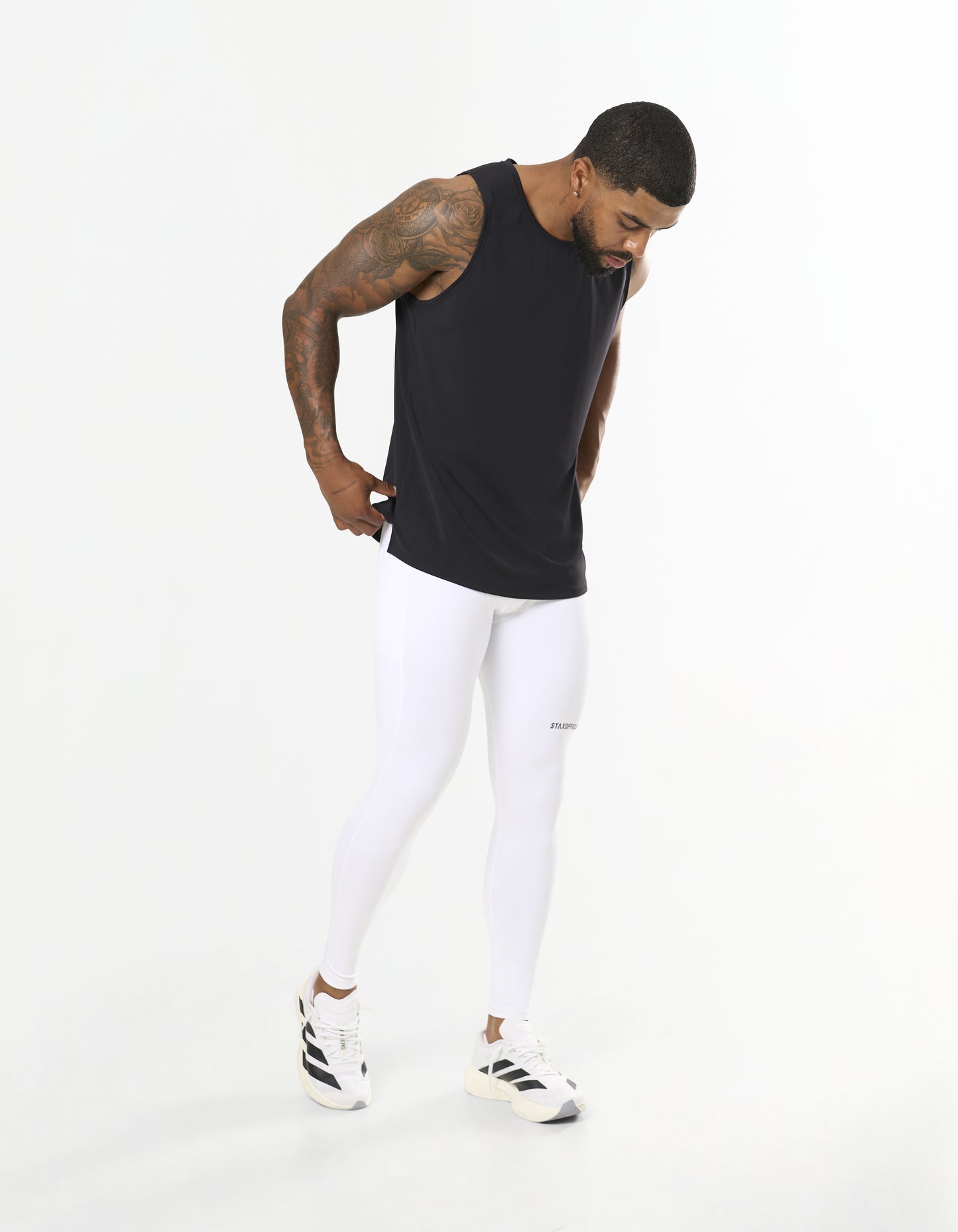 Mens Compressive Phone Pocket Tights - White