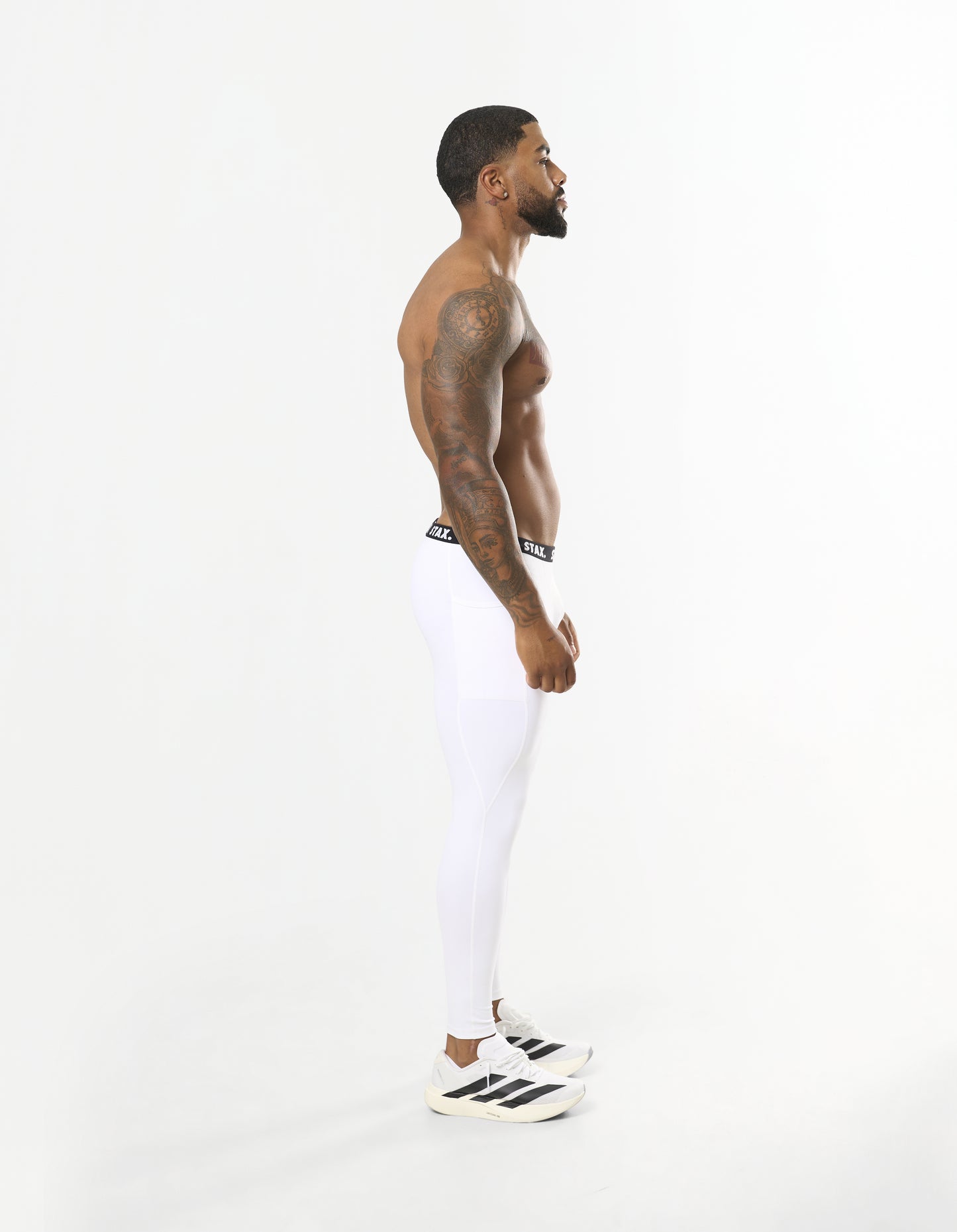 Mens Compressive Phone Pocket Tights - White