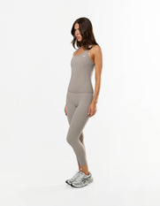 Front profile of model in STAX. Body Tank NANDEX™ in Taupe and matching NFS 7/8 Tights NANDEX™