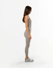 Side view of STAX. Body Tank NANDEX™ in Taupe showing full body flattering fit and matching NFS 7/8 Tights NANDEX™