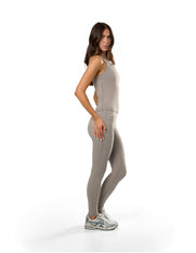 Side profile of STAX. Body Tank NANDEX™ in Taupe showing full body flattering fit