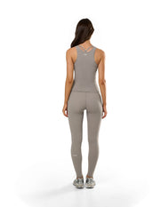 Back view of STAX. Body Tank NANDEX™ in Taupe showing racerback design and full body fit