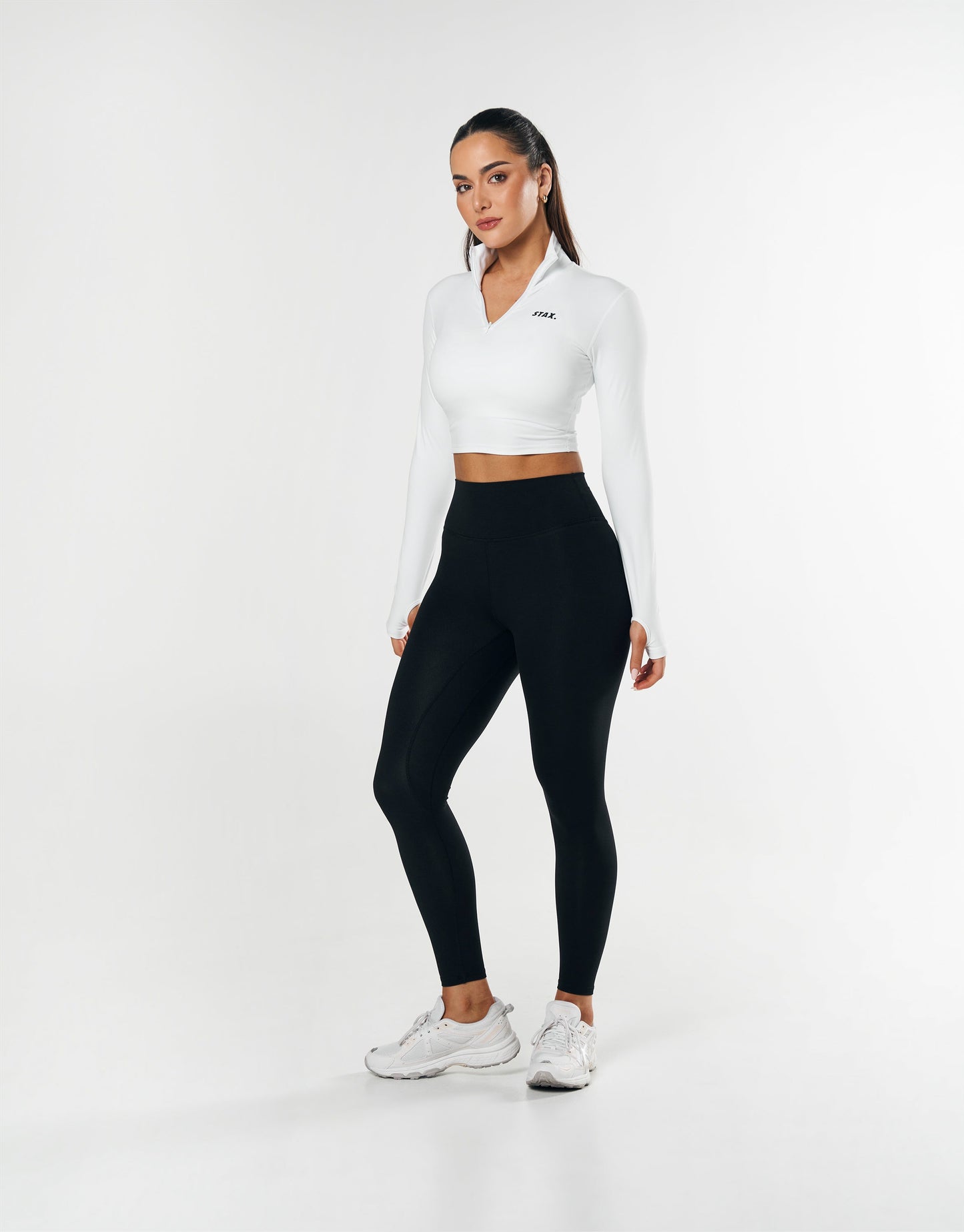 Long Sleeve Zip Crop NANDEX™ - White