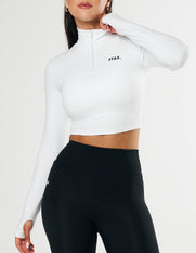 Long Sleeve Zip Crop NANDEX™ - White