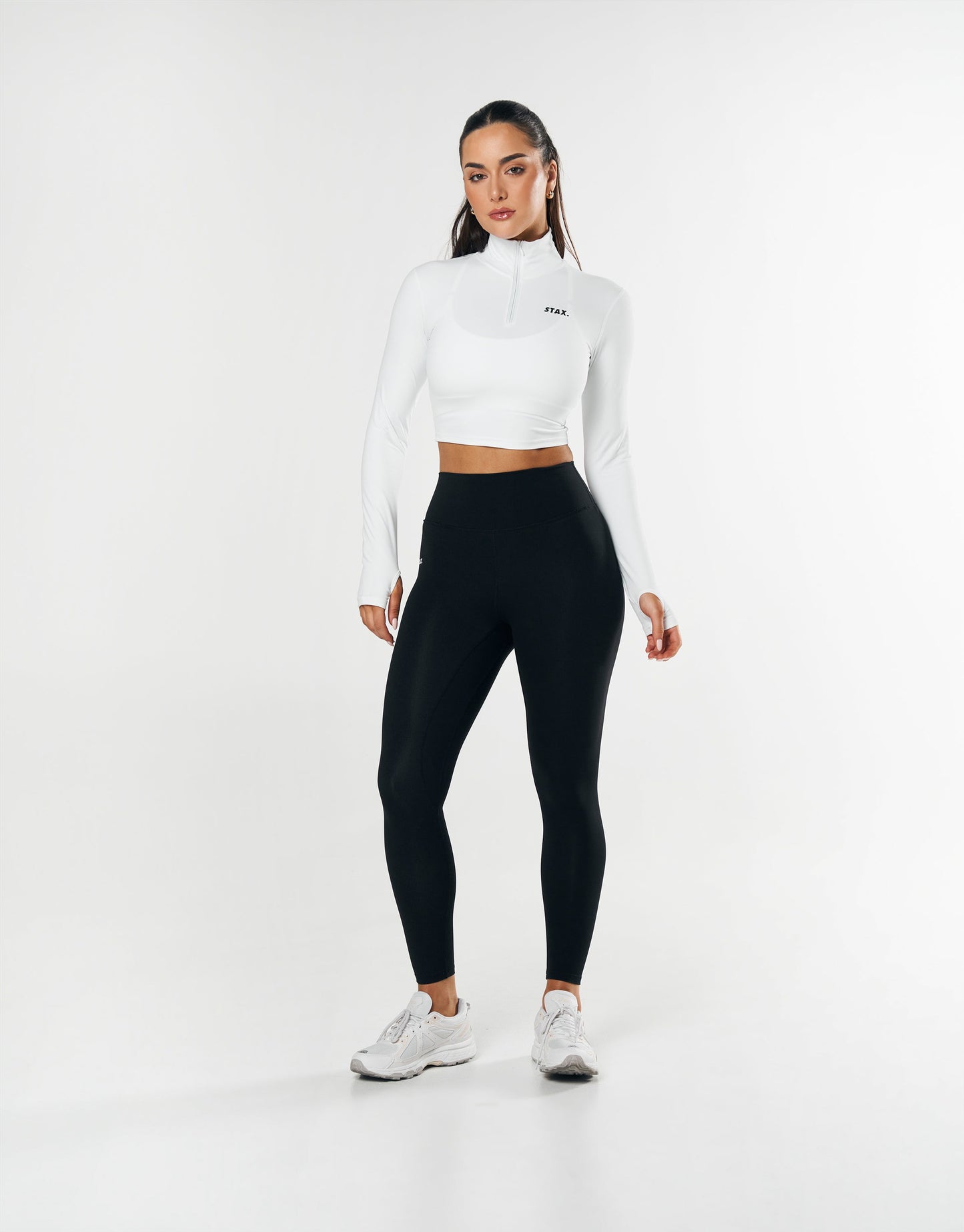 Long Sleeve Zip Crop NANDEX™ - White