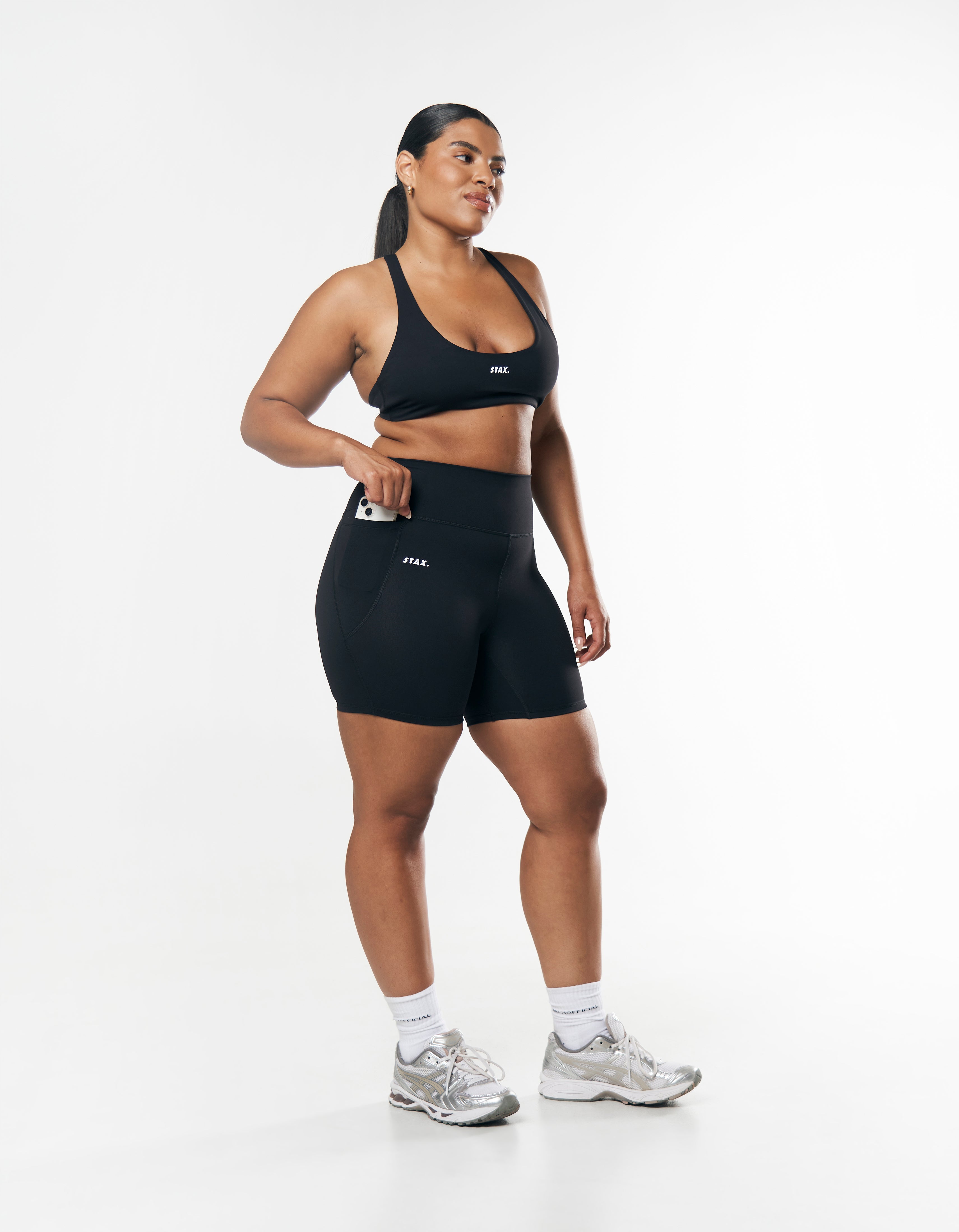 Phone Pocket Midi Bike Shorts NANDEX™ - Black