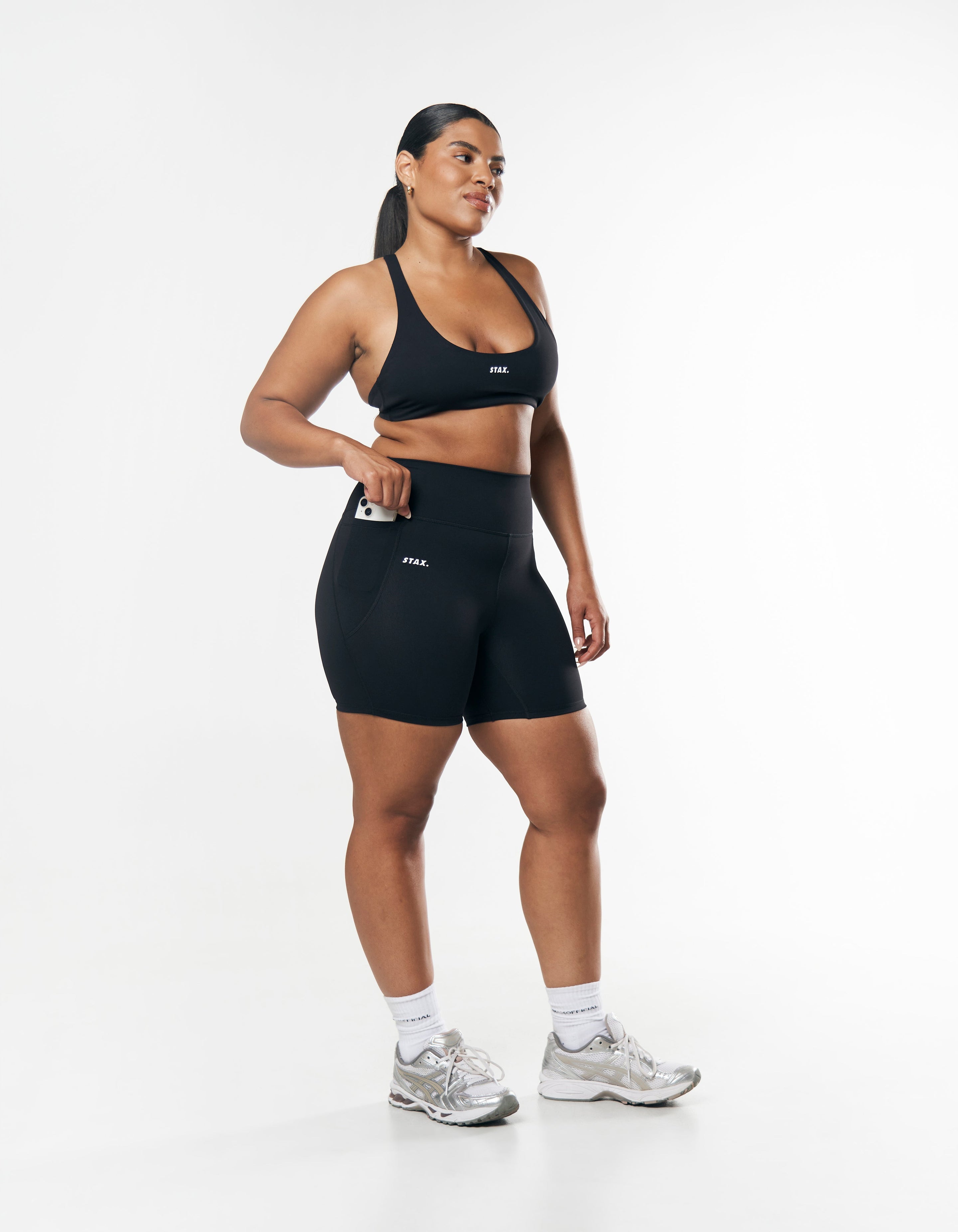 Phone Pocket Midi Bike Shorts NANDEX™ - Black