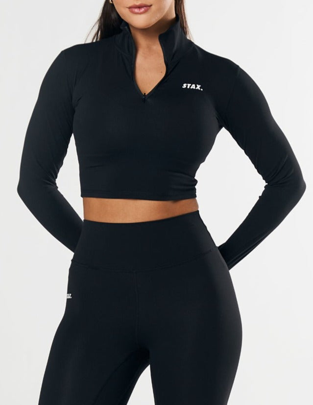 Long Sleeve Zip Crop NANDEX™ - Black