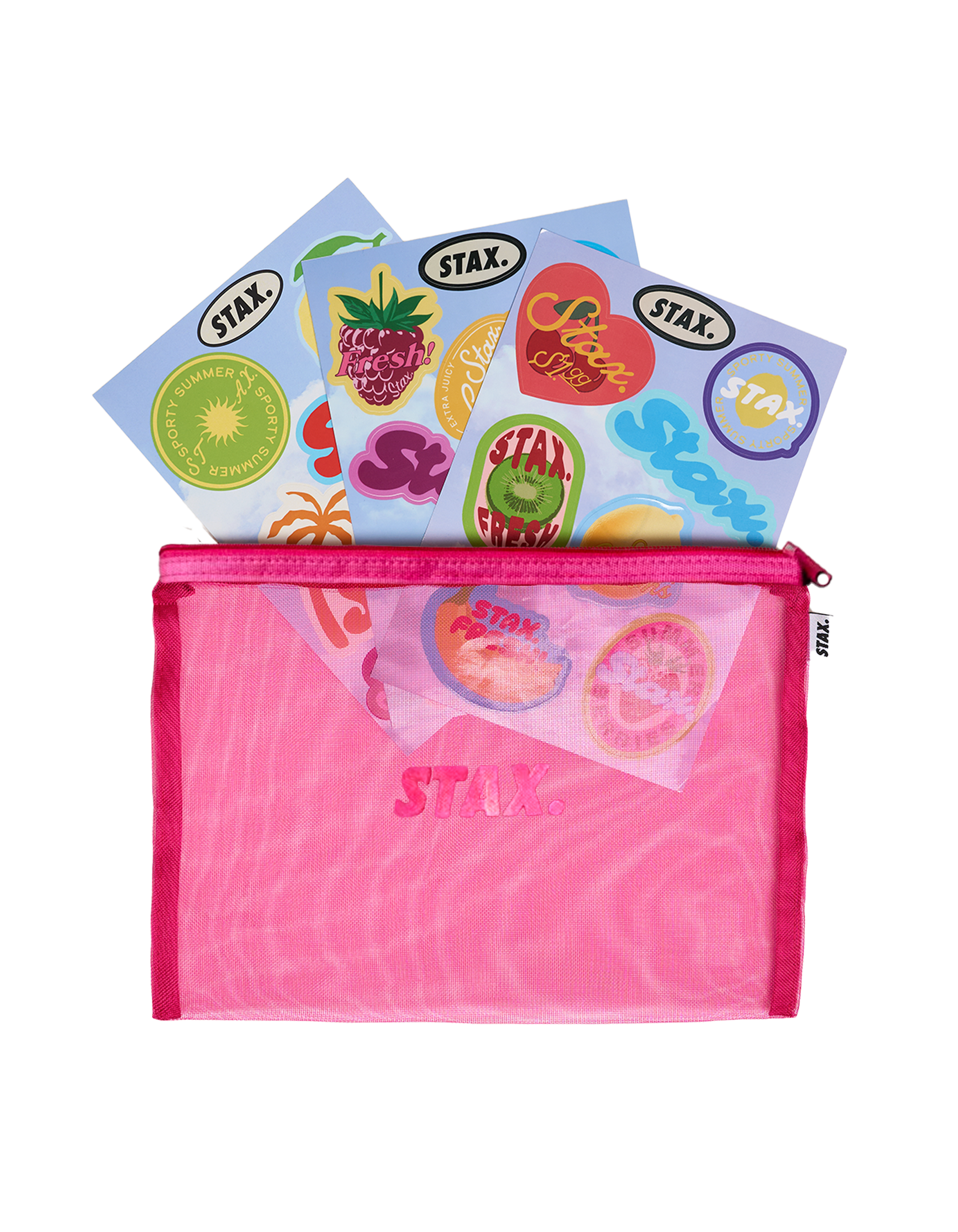 Mesh Pouch Sticker Pack - Pink
