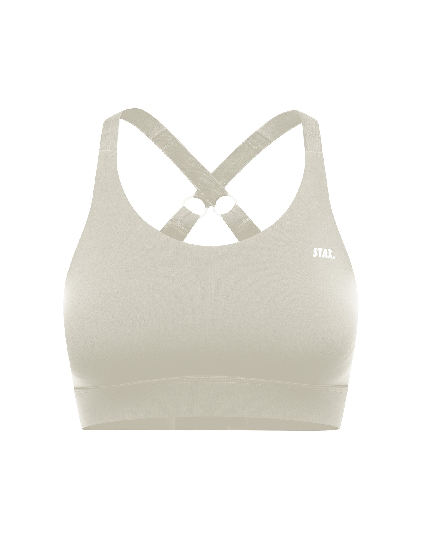 Flat lay front view of STAX. Adapt Crop NANDEX™ in Oat isolated on a white background  