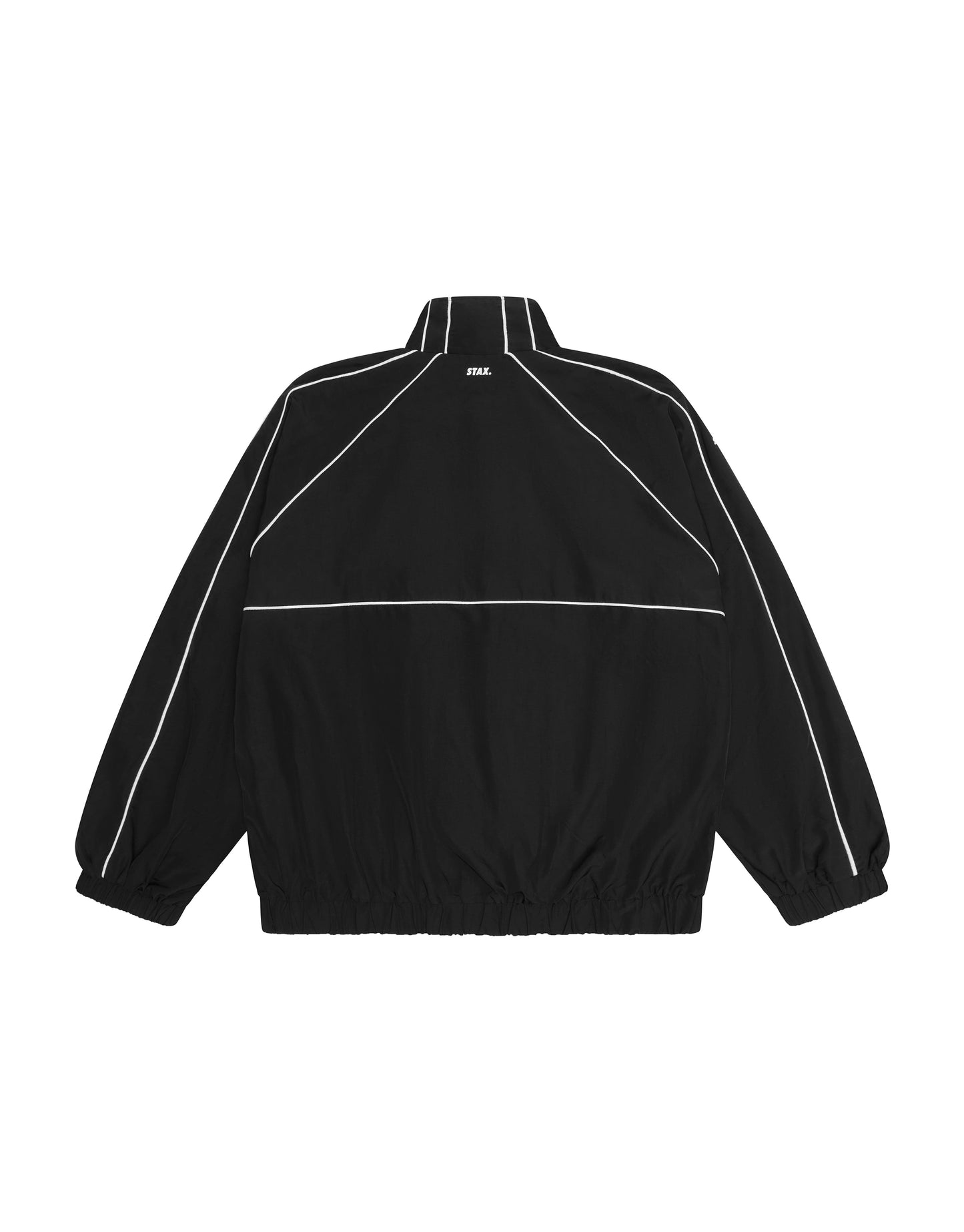 Flat lay back view of STAX. Woven Track Jacket