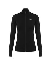 Flat lay front view of STAX. Zip Jacket NANDEX™ in Black isolated on a white background  