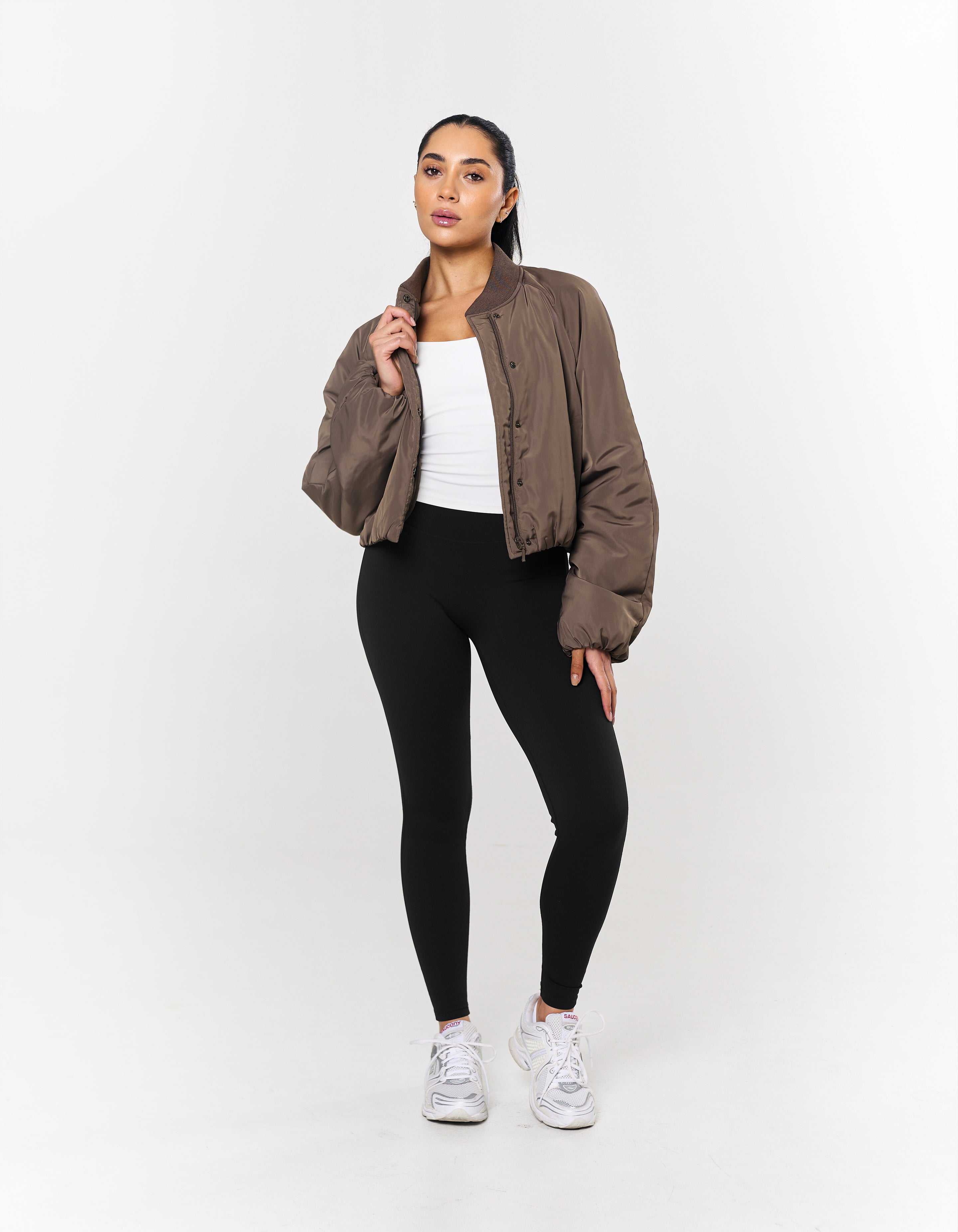 Cropped Bomber Jacket - Fossil