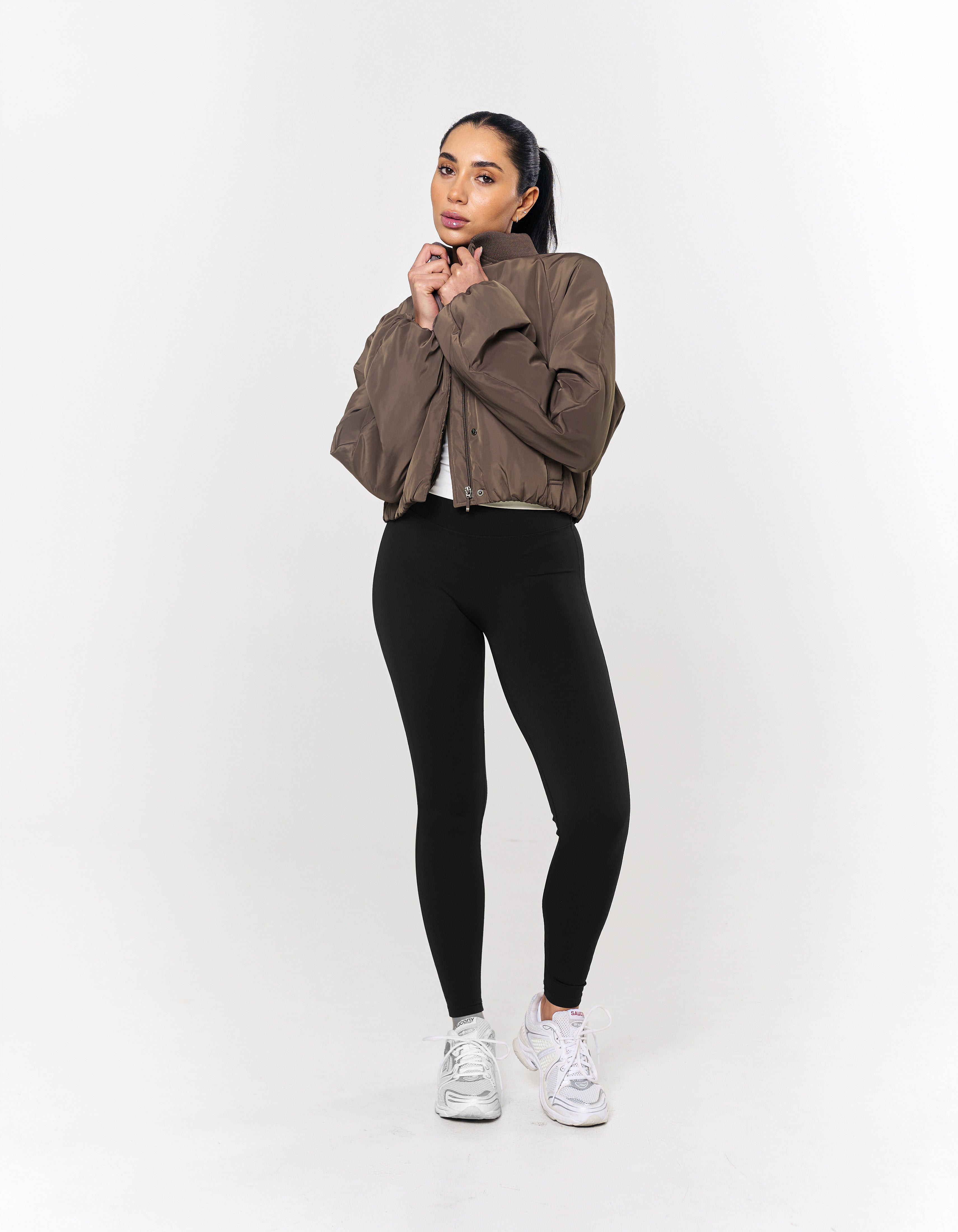Cropped Bomber Jacket - Fossil
