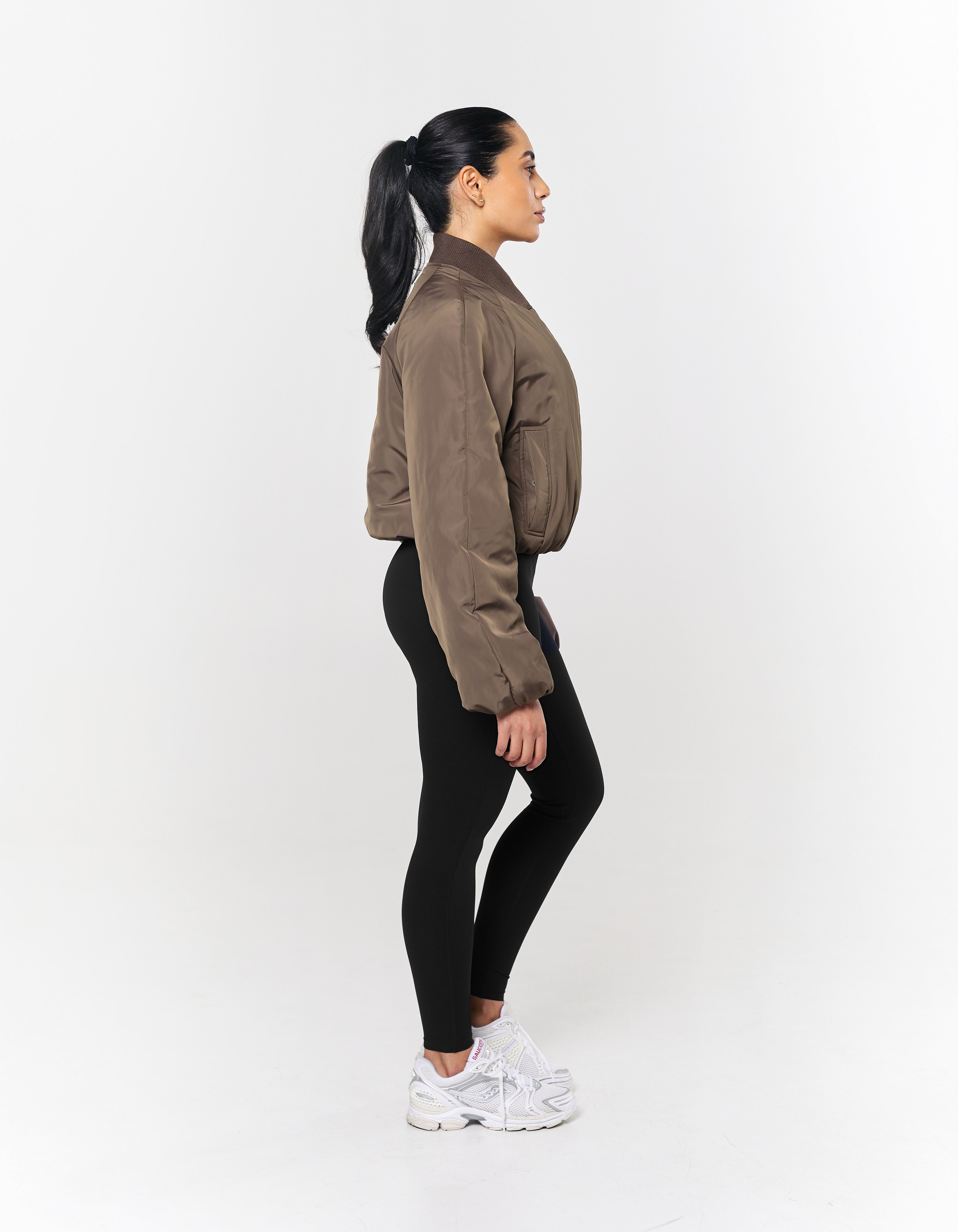 Cropped Bomber Jacket - Fossil