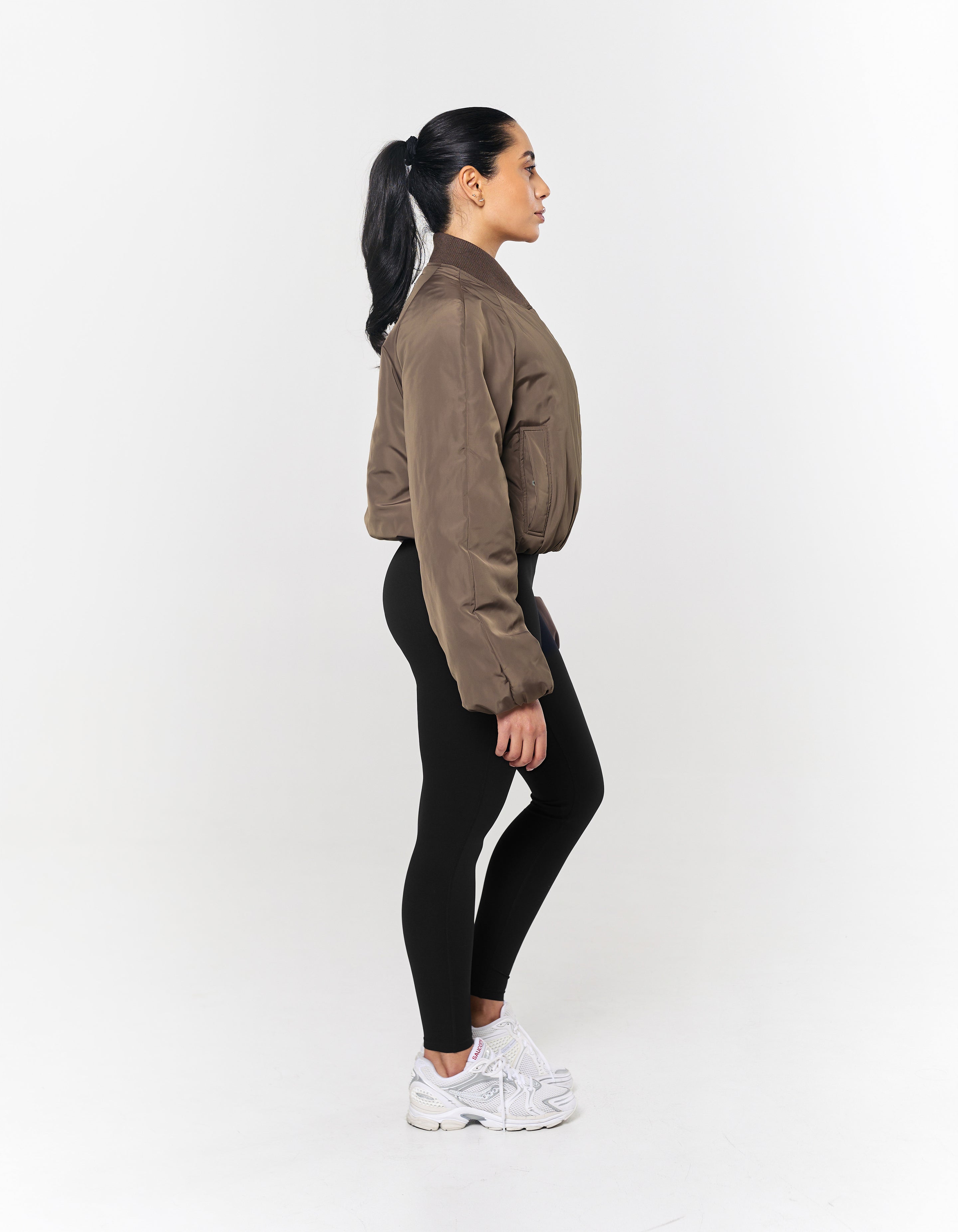 Cropped Bomber Jacket - Fossil